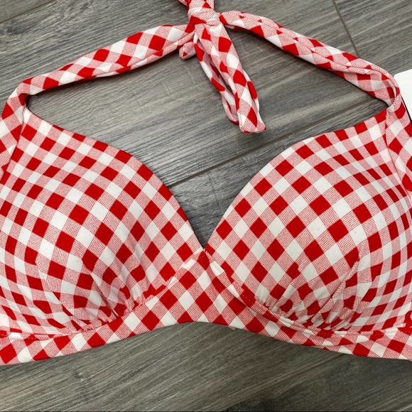 🌈 futurino NWT checkered padded bikini top - Picture 2 of 5